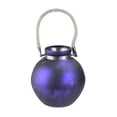 thumbnail image 1 of Kaemingk 14.5" Violet and Black Marbled Glass Hurricane with Rope Handle, 1 of 3