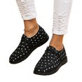thumbnail image 2 of EKVAHL Womens Polka Dot Leopard Print Lace Up Rounde Toe Loafers, Soft Faux Suede Lightweight Casual Boat Shoes, Slip Resistant Comfortable Flat Walking Shoes, 2 of 6