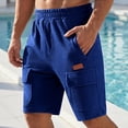 thumbnail image 4 of Mens Cargo Shorts Soild Color Casual Fashion Mens Shorts Elastic Waist Hiking Outdoors Athletic Shorts with Multi-Pocket for Summer Vacation, 4 of 7