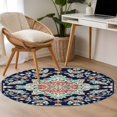 thumbnail image 2 of Bohemia Floral Washable Round Area Rug 3 ft, Vintage Boho Ethnic Farmhouse Flower Pattern , Soft Non Slip Rugs Stain Repellent Indoor Felt Carpet for Living Dining Room Bedroom Home Office, 2 of 9