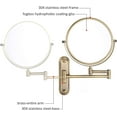 thumbnail image 5 of Wall Mounted Makeup Mirror, Double Sided 360 Swivel Vanity Mirror with 1X/10X Magnification, Extendable Shaving Mirrors for Bathroom,Bronze, 5 of 7
