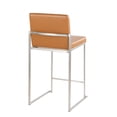 thumbnail image 4 of Fuji High Back Counter Stools for Kitchen Counter in Stainless Steel, Counter Height Chairs, Bar Stools Set of 2, Counter Height Stools Set of 2, Bar Stools For Kitchen Island (Camel Faux Leather), 4 of 10
