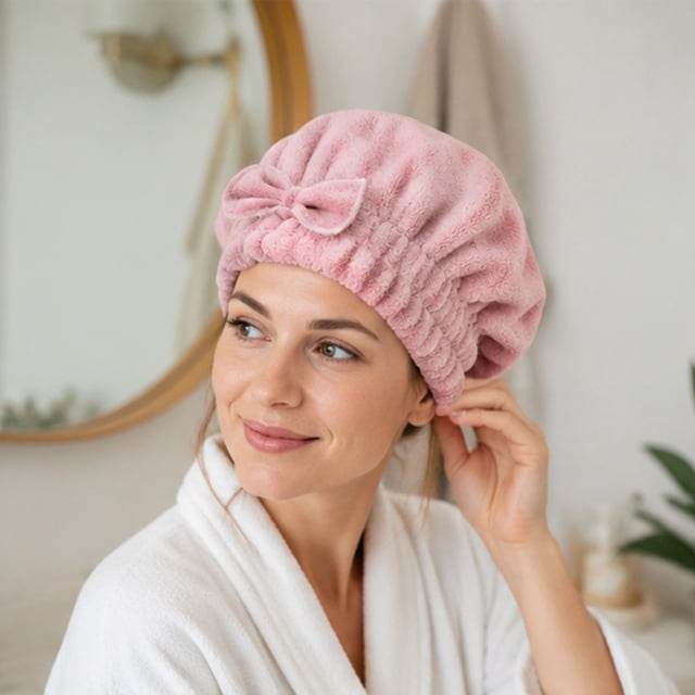 Toalla de microfibra para el cabello con moño, turbante absorbente para mujeres con cabello largo, grueso y rizado, ligero y de secado rápido, gris.
