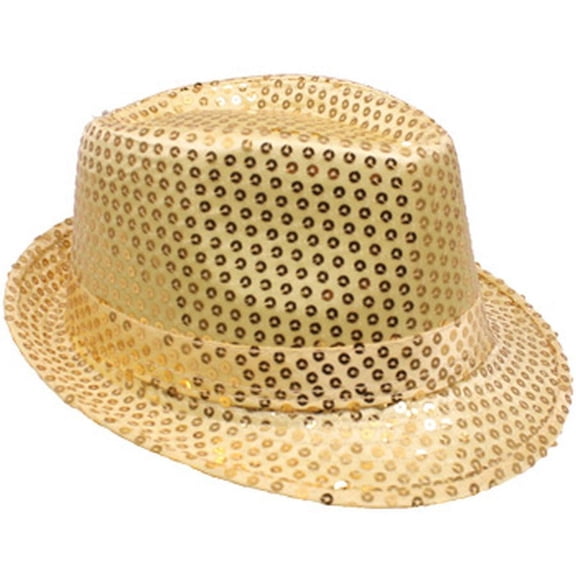 Sedona Designz Gold Sequin Unisex Fedora Hat for Mardi Gras Parties and Costumes