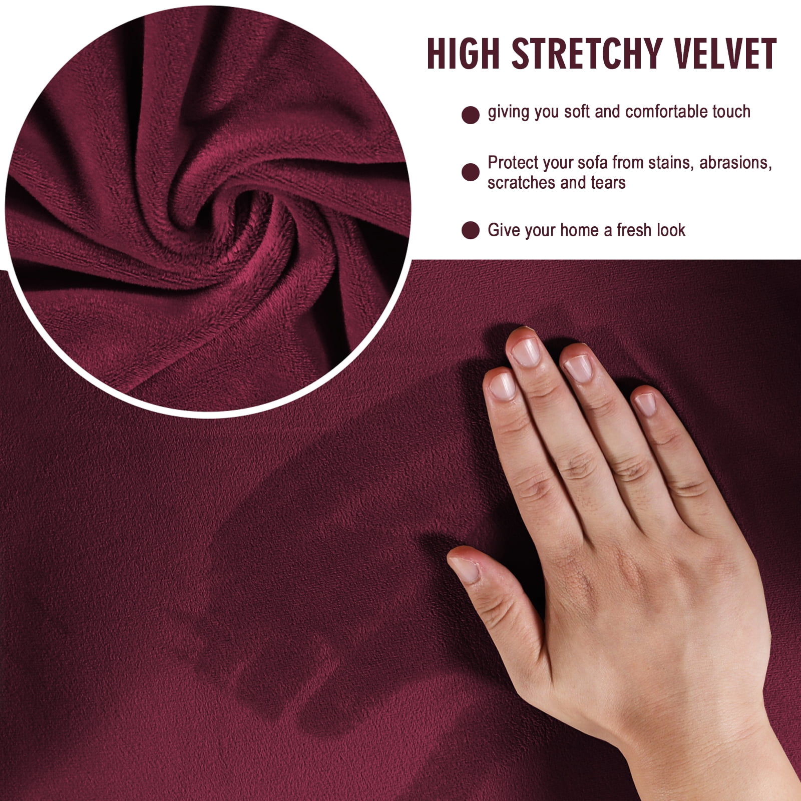 CJC 2-Piece Sofa Couch Covers, Velvet Armchair Slipcover for Separate Cushion Couch, Stretch Furniture Protector for Pets Kids, 9 Colors