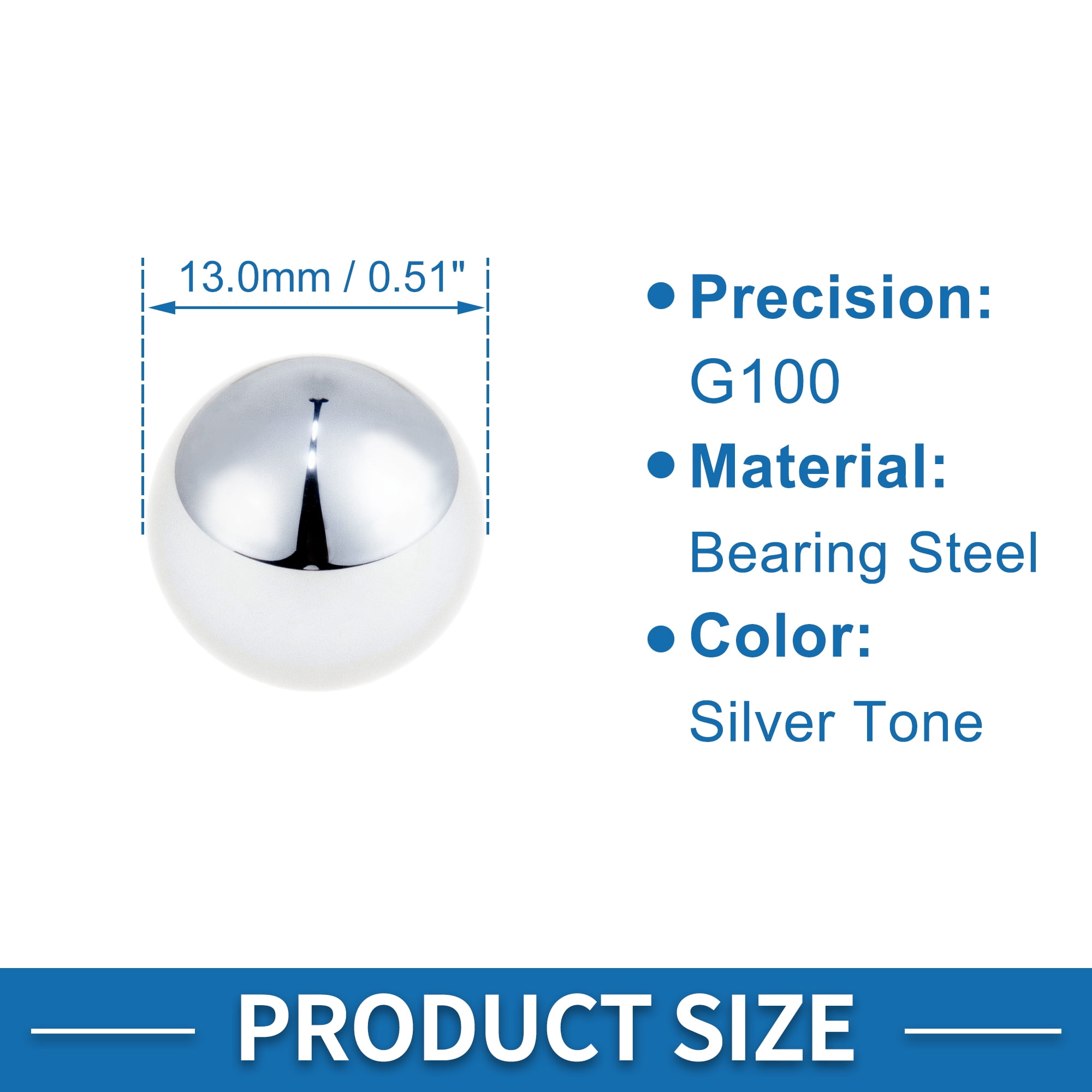 13.0mm Bearing Ball Bearing Steel G100 Precision Ball Silver Tone 20 Pcs
