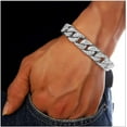 thumbnail image 2 of Mens Womens Cuban Link Bracelet Hip Hop Bracelet Stainless Steel Chain Bracelet Iced Out Curb Cuban 18k Gold Plated Bracelet With Clear Rhinestones, 2 of 7