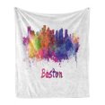 thumbnail image 1 of Boston Soft Flannel Fleece Throw Blanket, Splashed Watercolor Ink Splattered Design of Skyline with Drippy Paintings, Cozy Plush for Indoor and Outdoor Use, 60" x 80", Multicolor, by Ambesonne, 1 of 6