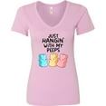 thumbnail image 3 of Inktastic Easter Just Hangin' with My Peeps Women's V-Neck T-Shirt, 3 of 5