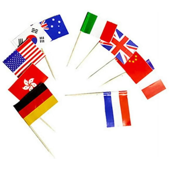 World Flag Sticks International Flags Banners Toothpicks Cocktail Sticks Cupcake Picks National Flag Picks Flag Toothpicks Cocktail Sticks Cupcake Toppers (Multi patterns 200pcs)