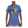 thumbnail image 2 of Cute Rainbow Neon Doberman Dog Lover Womens Graphic T-Shirt, Light Blue, 2XL, 2 of 3
