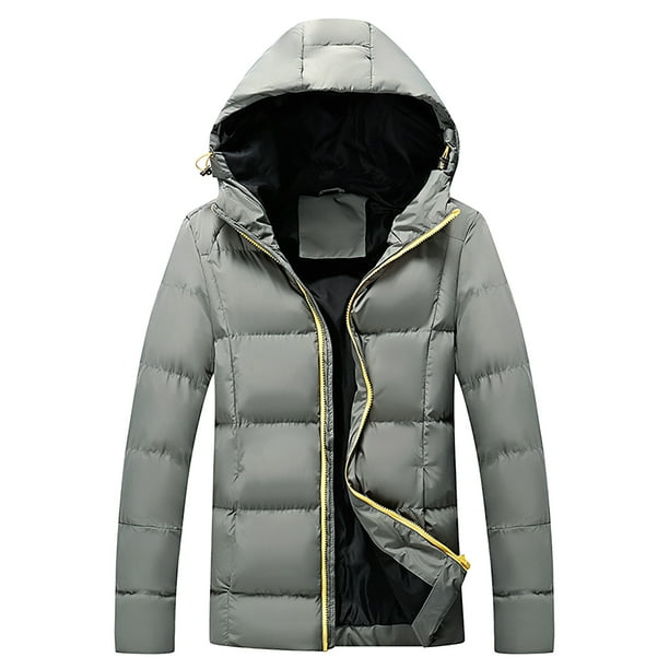 QTBIUQ Manteau de pain chaud de couleur unie d hiver pour hommes