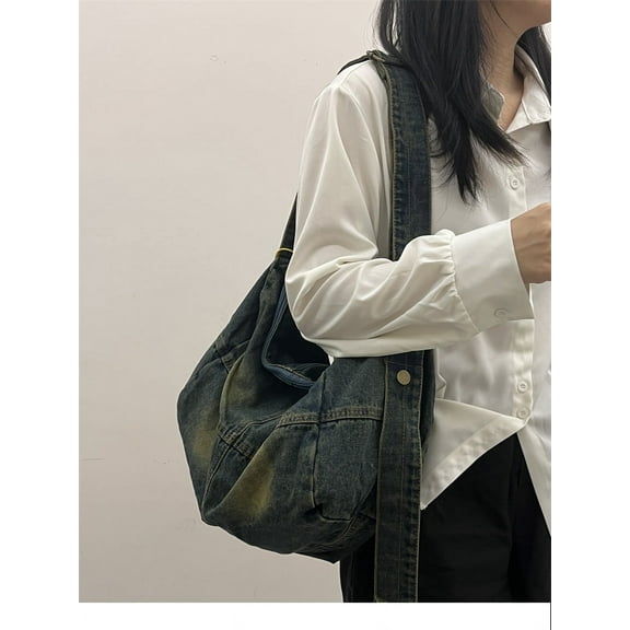 Washed Denim Women Hobos Shoulder Bag Handbags Large Capacity y2k female Crossbody Bags Soft Jeans Casual Big Totes