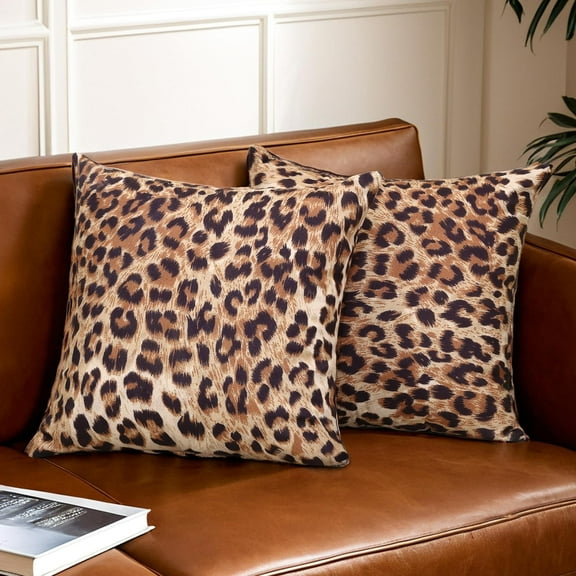 LALILO Cheetah Pillow Covers 18x18 2Pcs Brown Leopard Throw Pillow Covers for Living Room Bedroom