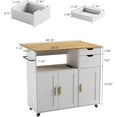 thumbnail image 3 of ASTRONAPE Rolling Mobile Kitchen Island Cart Bar with Desktop Drop Leaf Countertop, Island Table Storage Cart with 5 Wheels, Rolling Kitchen Cabinet with Power Socket and Towel Rack (Ver 2.), 3 of 9