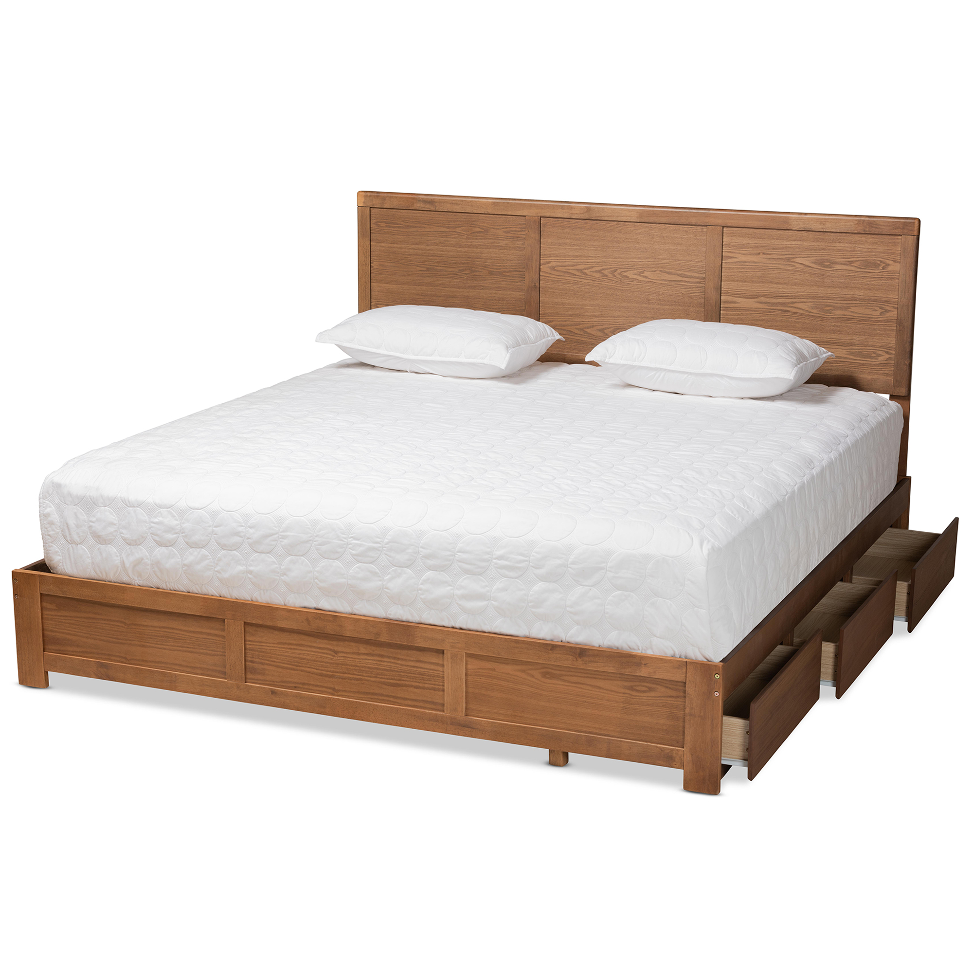 Baxton Studio Aras Contemporary/Modern Wood Storage Platform Bed, King, Ash Walnut - image 3 of 13