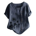 thumbnail image 2 of Alllist Scoop Neck Womens Tops Cotton And Linen Floral Short Sleeve T-Shirts Spring Blouses for Women 2024, 2 of 5