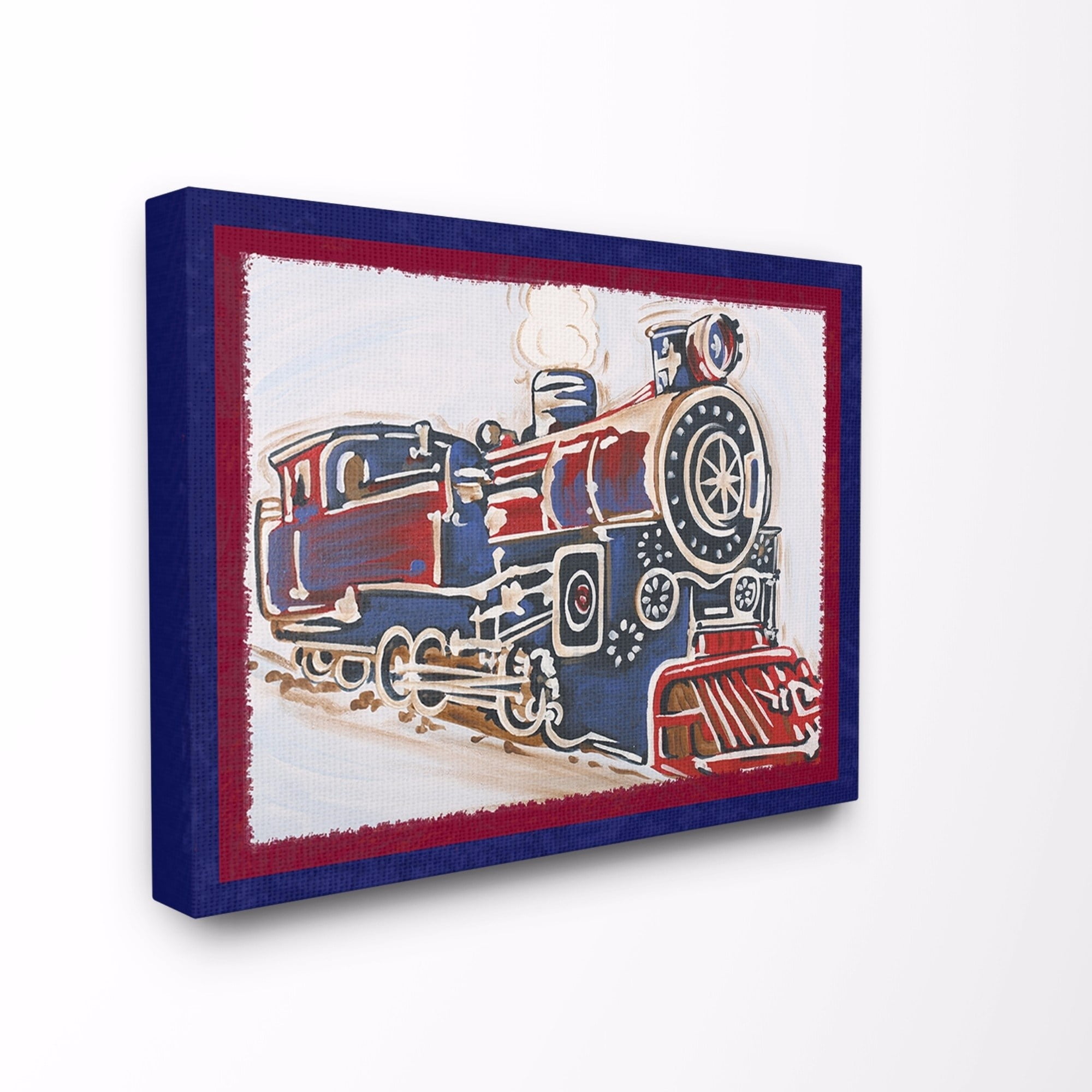 The Kids Room by Stupell Blue And Red Vintage Train Stretched Canvas Wall Art, 16 x 1.5 x 20