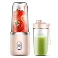 thumbnail image 1 of Exprimidor Mini batidora 40W Licuadora de jugo mini licuadora rápida portátil taza tamaño personal recargable USB Doble taza Rosa, 1 of 8