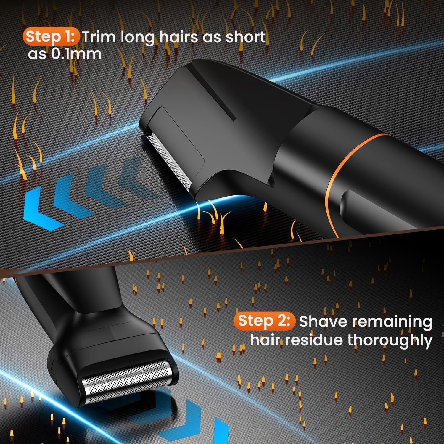 Manscape Body Hair Trimmer for Men, Waterproof Pubic, Groin & Ball Shaver, 4 in 1 V-Shaped No-Nick Mens Electric Grooming Kit with LED Display, USB Rechargeable, Adjustable Guide Comb