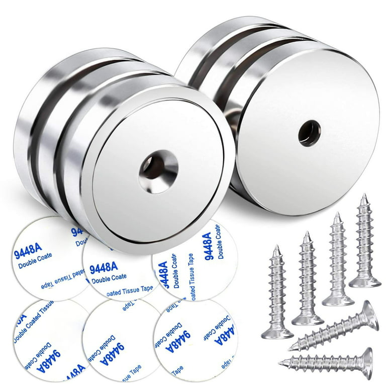 Advent Pludselig nedstigning desillusion DIYMAG Neodymium Cup Magnets,110LBS Holding Force Strong Rare Earth Magnets  with Heavy Duty Countersunk Hole and Double Sided Adhensive&Stainless  Screws for Refrigerator Magnets,Office etc,Pack of 6 - Walmart.com