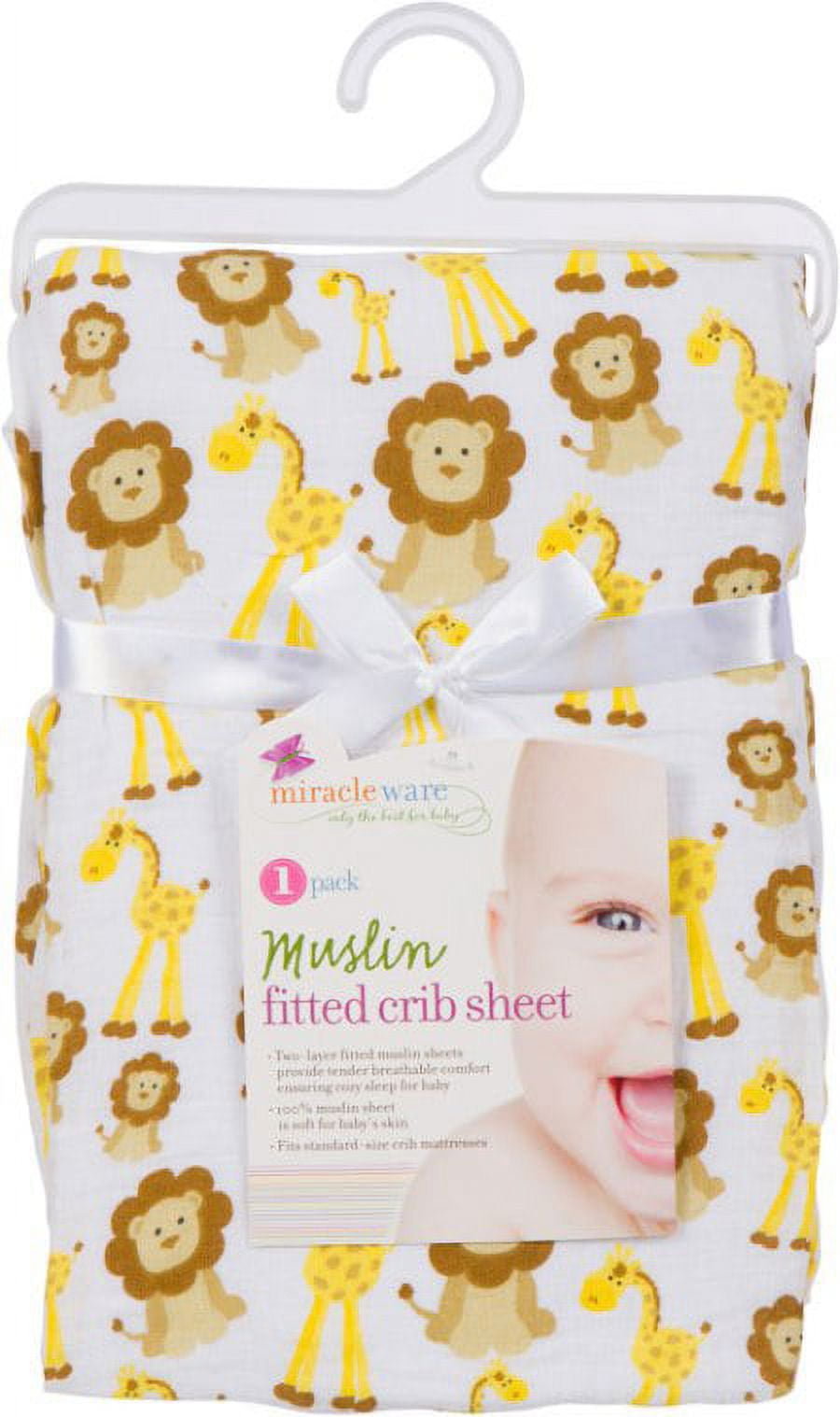 MiracleWare 7149 Giraffes & Lions Muslin Crib Sheet