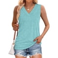 thumbnail image 2 of MORTTIC Women's Sleeveless V-Neck Tank Top Lightweight Loose Fit Summer Tee for Casual Days, Travel, S, 2 of 5