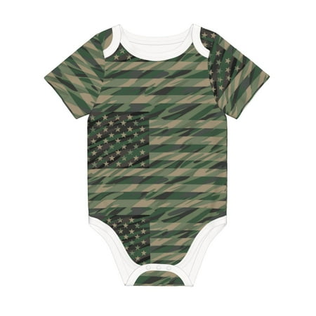 

Matuu Jungle Green Camo USA Flag for Baby Short-Sleeve Bodysuit Soft Cotton Comfortable and Breathable Perfect for Newborns and Infants