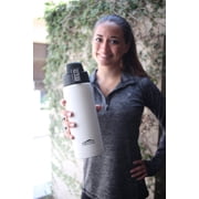 Aquatix (Artic White, 21 Ounce) Pure Stainless Steel Double Wall Vacuum Insulated Sports Water Bottle with Convenient Flip Top -
