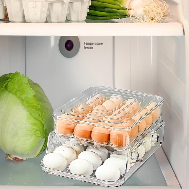 SHOWERORO Organizador Transparente Para Huevos Con Ajuste De Altura Y Apilable Para Refrigerador