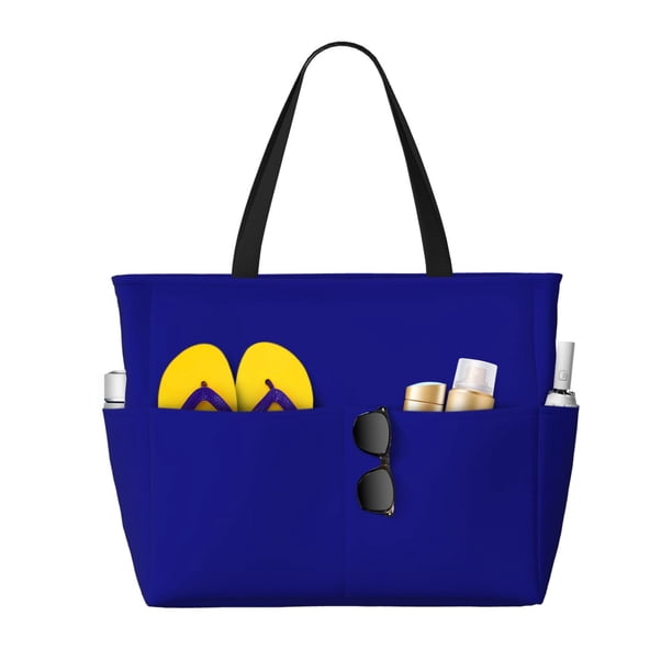 Fotbe Navy Bolsa de Viaje para Playa - Resistente al Agua, Bolsa Tote de Gran Capacidad y Ligera con 7 Bolsillos para Mujeres y Hombres