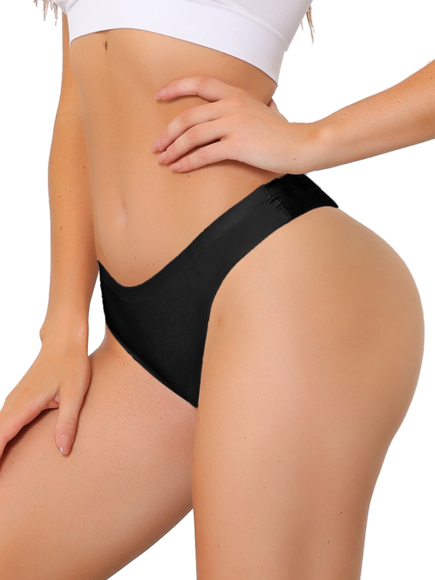 Unique Bargains Women's Available in Plus Size No-Show Breathable Thong XL Black