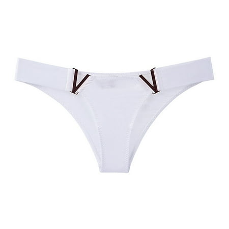 

Underwear For Women Metal V Shaped Sports Solid Color Ice Silk Low Waist Hollow-Out Women s Panties