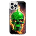 thumbnail image 1 of MUNDAZE Apple iPhone 13 Pro Max Green Flaming Skull Burning Fire Double Layer Phone Case Cover, 1 of 6