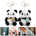 thumbnail image 3 of GOOHOCHY 2 uds llavero de Animal relleno Panda de dibujos animados muñeca llavero encantador Panda de peluche colgante, 3 of 6