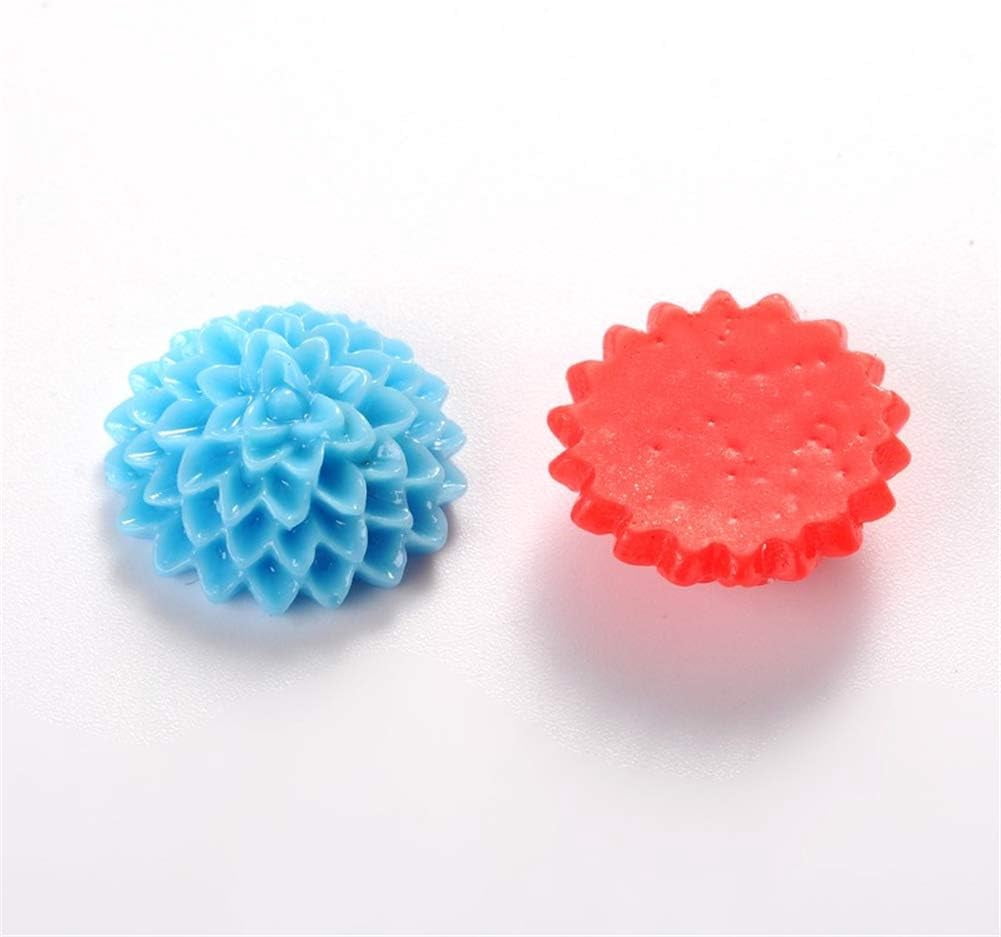 500PCS 15mm Flower Cabochons Plastic Resin Cabochons Flat Back Flower Beads Cabochon Embellishments Mixed Color