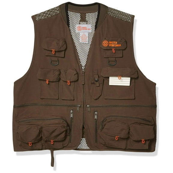 Master Sportsman Alpine 27-Pocket Mesh-Back Fishing Vest, Olive, LG
