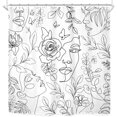 thumbnail image 5 of Modern Abstract Women Black White Face Shower Curtain for Bathroom Decor 72Wx72H Art Line Leaves Natural Farmhouse Floral Art Printed Fabric Polyester Waterproof 12 Pack Plastic Hooks, 5 of 5