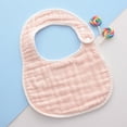 thumbnail image 2 of Zwiiyzr Neutral Baby Bibs Newborn Toddler Trendy Cute Solid Color Cotton Gauze Frenulum Bib Saliva Towel for 0-3 Years Pink, 2 of 7