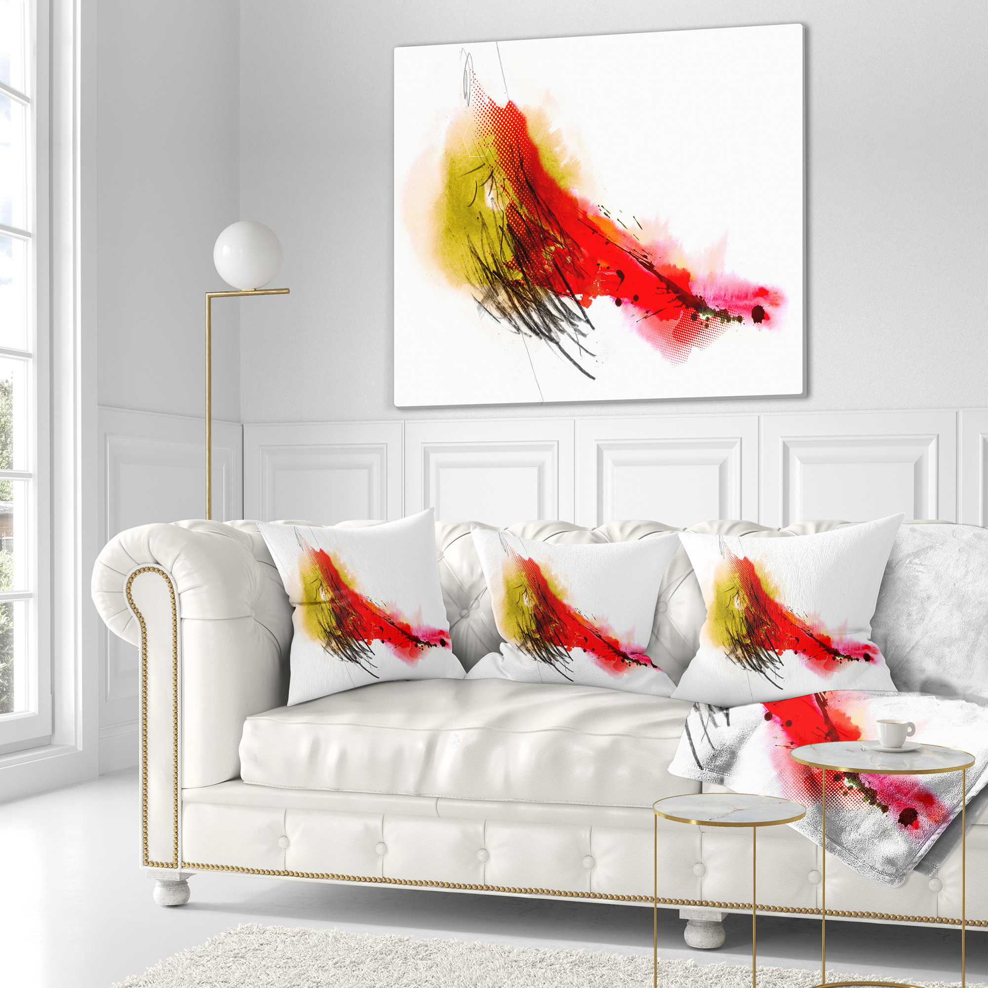 Designart Multicolor Stain - Abstract Throw Pillow - 18x18
