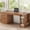 Brown, variant on 55.1" Farmhouse Executive Desk with 3 Drawers and Storage Shelves, Corner Computer Desk for Home Office