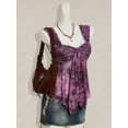 thumbnail image 6 of Purple Floral Print Asymmetrical Hem Tie-Front Ruched Peplum Mesh Tank Top For Women, 6 of 8