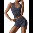 thumbnail image 2 of Conjunto de Shorts Deportivos Ajustados para Mujer: Top Sin Mangas y Shorts Gris Oscuro XL, 2 of 8