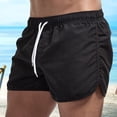 thumbnail image 4 of Summer Low-rise Elastic Waistband Drawstring Beach Surfing Shorts Breathable Side Irregular Trim Men Swimwear Shorts-Black,M, 4 of 7