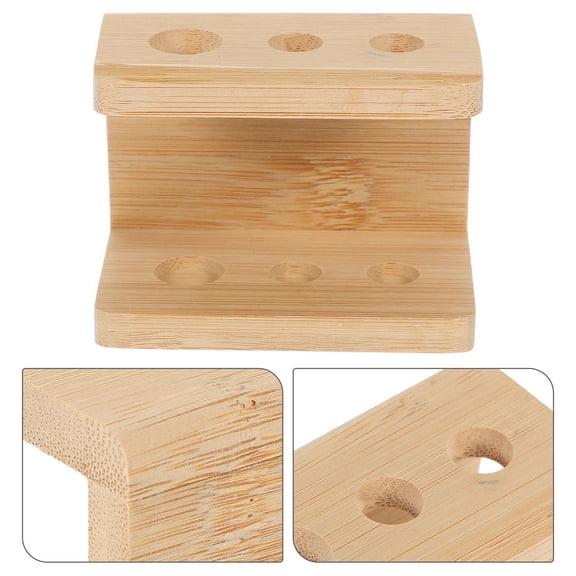 Hytrove 1Set Toothbrush Holder Bamboo Round Edges Simple and Elegant Style for Bathroom Accessories