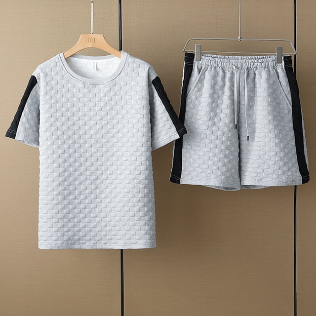TIMIFIS Mens Ensembles Courts 2 Piece Outfits Mode Été Survêtements Ensemble Décontracté Mode Boutons Imprimé Plage Col Rabattu Manches Courtes Ensemble - Automne