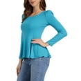 thumbnail image 4 of INSPIRE CHIC Women's Tops Long Sleeves Scoop Neck Casual Peplum Shirts M Lake Blue, 4 of 6