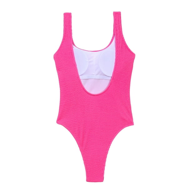 Soidarity Mono de mujer, traje de baño para niñas, verano, baño de sol, natación, poliéster, sin espalda, sin mangas, ropa de baño para mujer Traje de baño Rosado L Soidarity OD022125-03