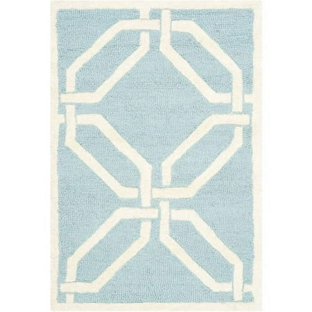 SAFAVIEH Cambridge Kierra Geometric Wool Area Rug, Light Blue/Ivory, 4' x 6'