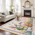 thumbnail image 3 of Spring Easter Area Rugs Collection 6'x9', Pink Yellow Bunny Tulip Eggs Plaid Rustic Non Slip Indoor Rectangle Throw Runner Rug Floor Mat Carpet for Living Room Dining Table Bedroom Nursery, 3 of 9